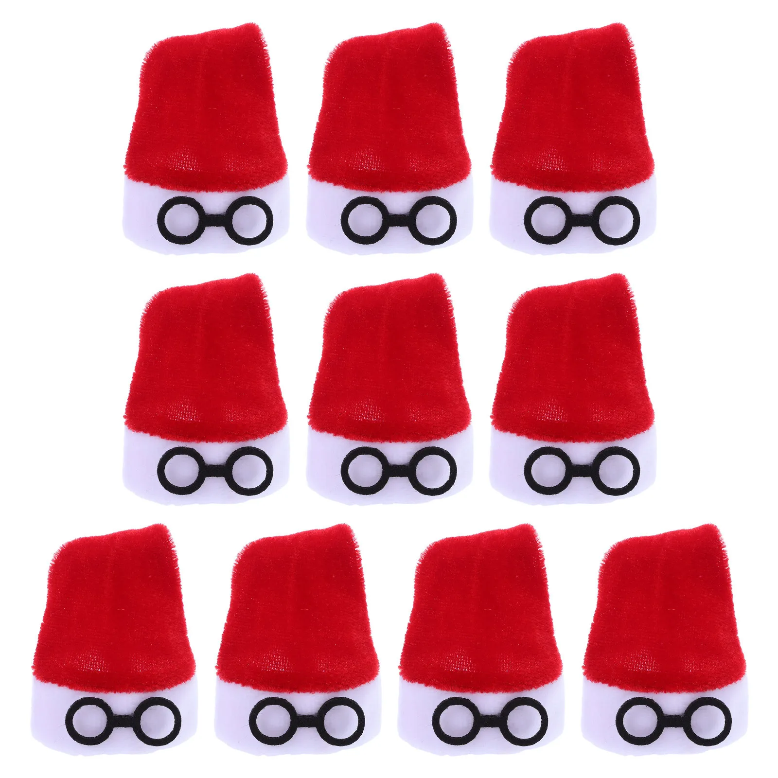 10 szt. Miniaturowe czapki świąteczne z miękkiej flaneli, małe kapelusze do samodzielnego tworzenia biżuterii, dekoracji telefonu, ozdób na choinkę, etui na sztućce, dekoracji stołu weselnego