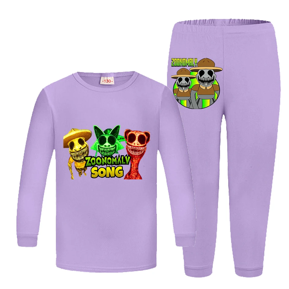 Cartoon Pajamas Zoonomaly Printed Autumn Fashion Girls Long Sleeve T Shirt + Pants 2pcs Set Children Home Pajamas