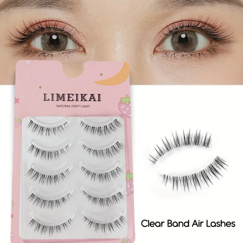 5pcs ขนตาปลอมธรรมชาติ Air รากเรียวโปร่งใส,ขยายขนตา Dressing,เรียวและ Multi-Layered 3