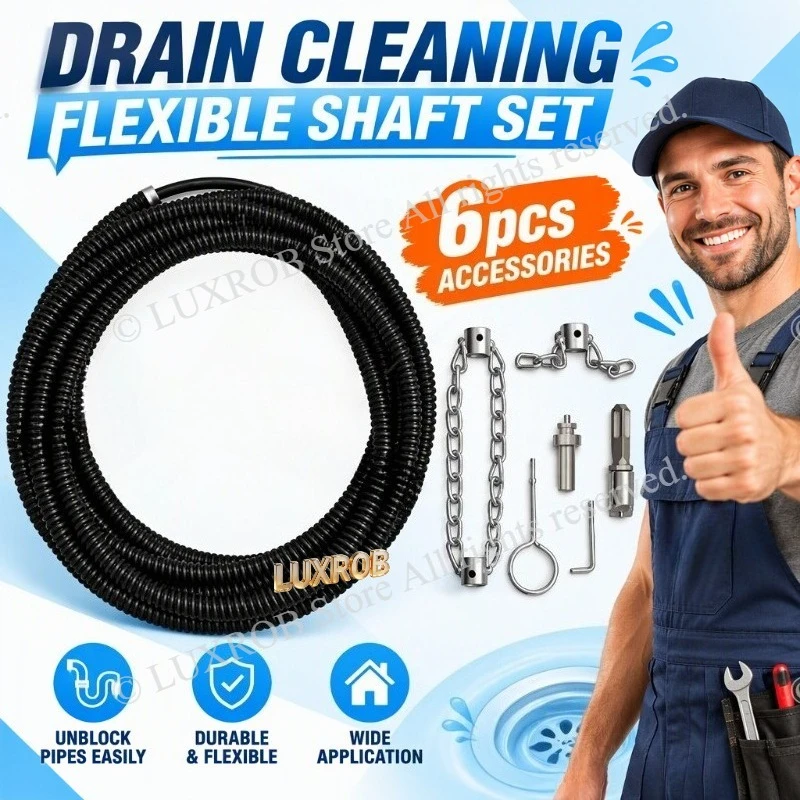 Electric Drain Cleaning Tool Kit with Chain Cutter Head, Unclog Oil-Clogged Pipes, Sewer & Plumbing Pipe Unblocking Tool
