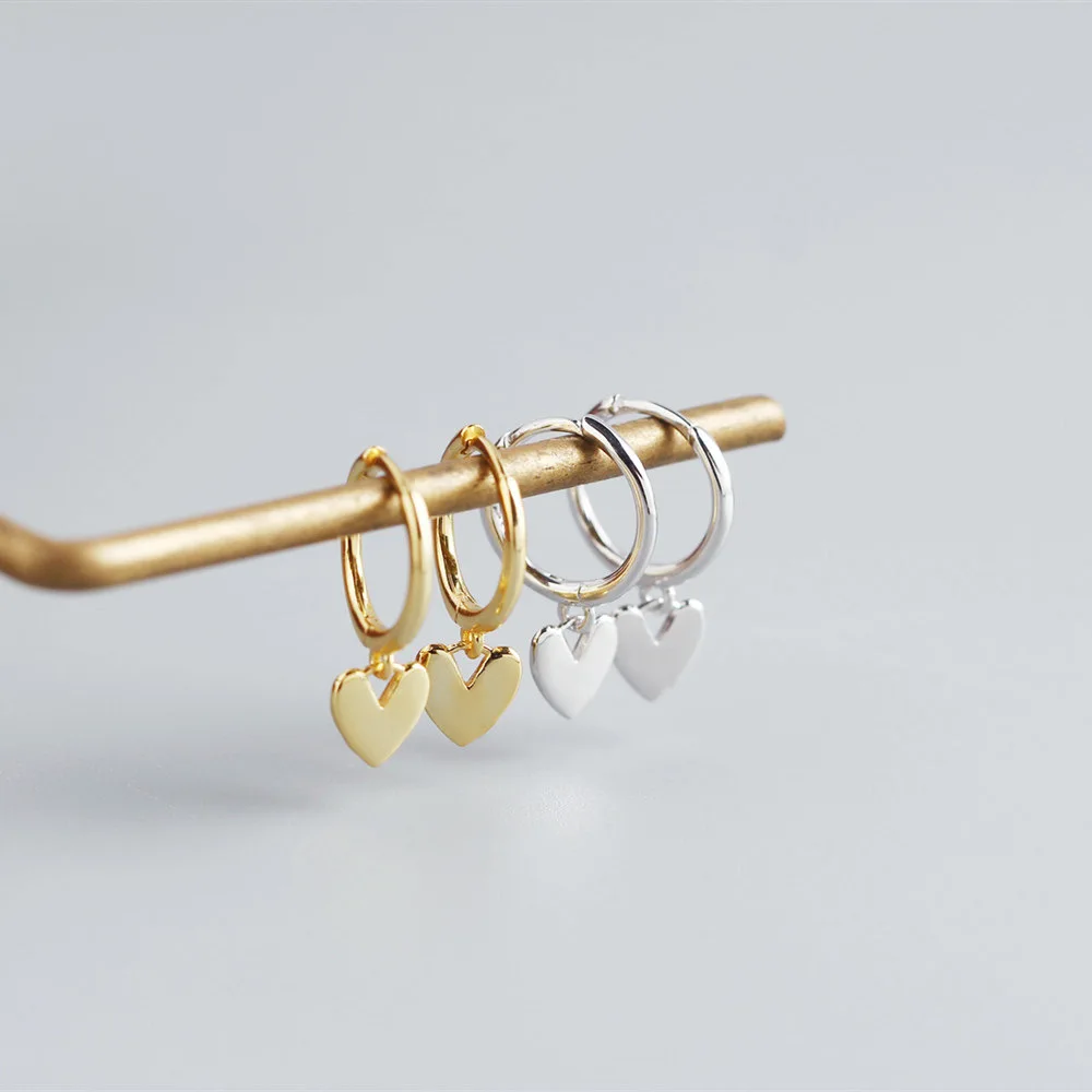 Silver Color  New Love Heart Hoop Earrings Female Fashion Cute Romantic Elegant Jewelry Couple Handmade Gifts
