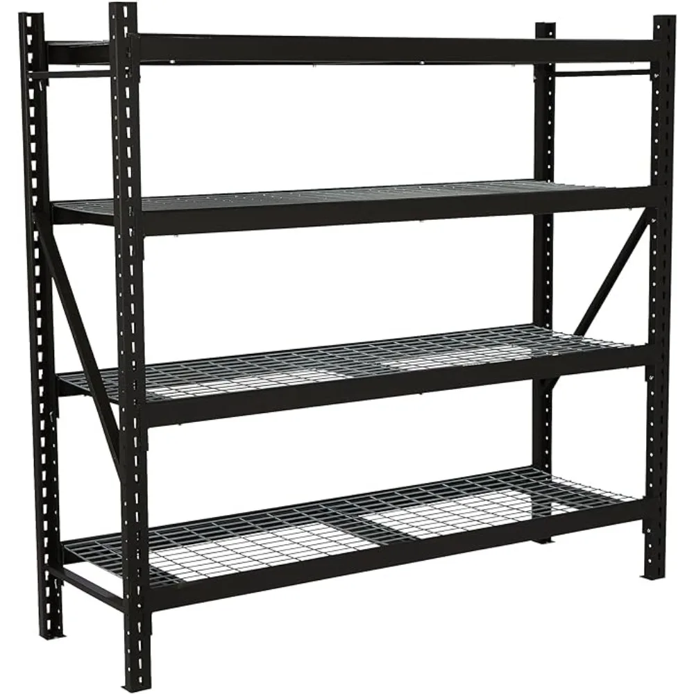 4-Tier Industrial Steel Shelving Unit, 8,000-Pound Load Capacity, Garage Storage Rack