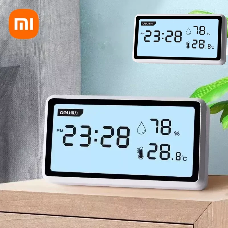 

Электронная метеостанция Xiaomi Youpin с термометром и гигрометром, высокоточный настольный термометр с функцией настольных часов, миниатюрный прибор с ЖК-дисплеем