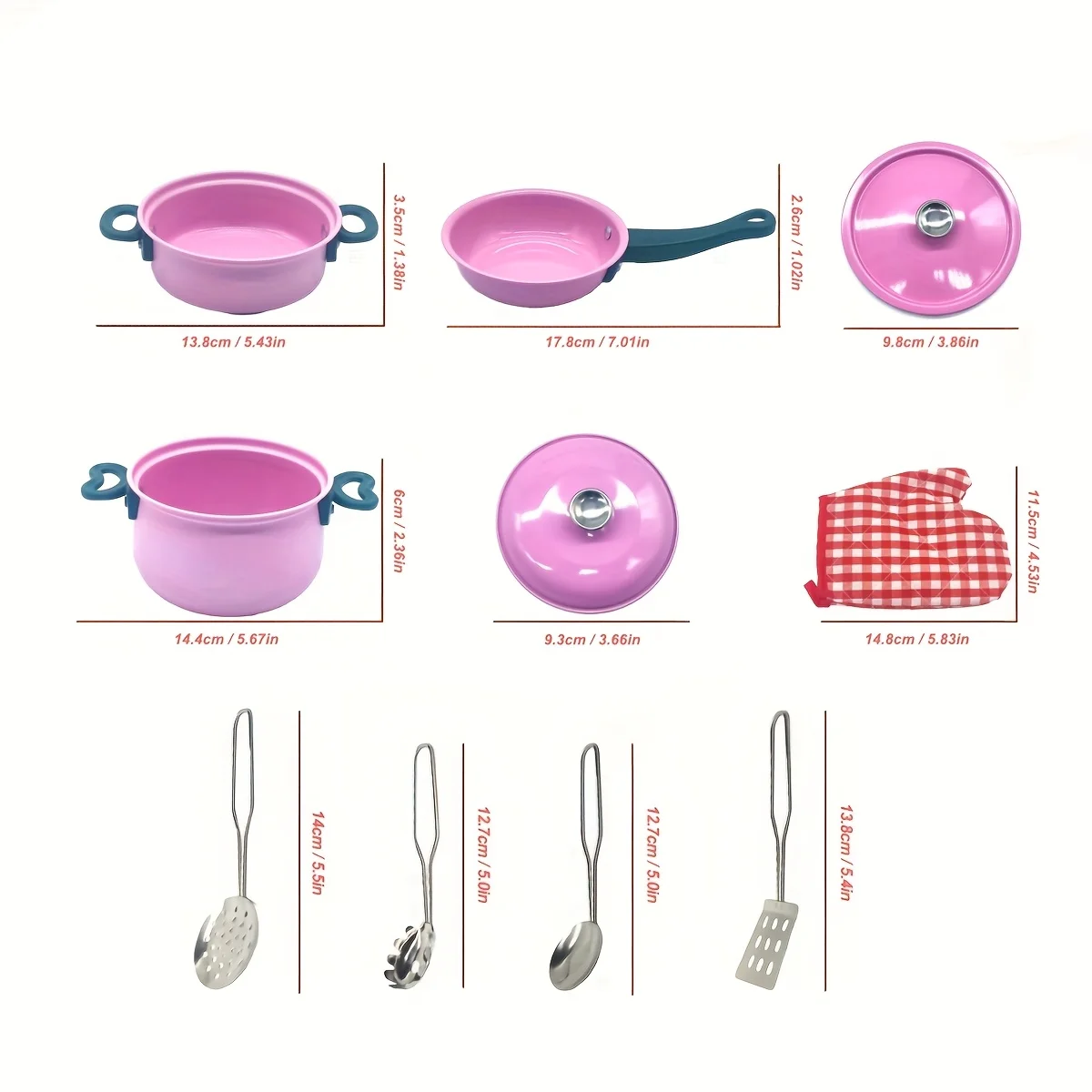 Kleurrijke roestvrijstalen fantasiespel kookset kinderkeuken en voedsel speelgoed servies voor meisjes