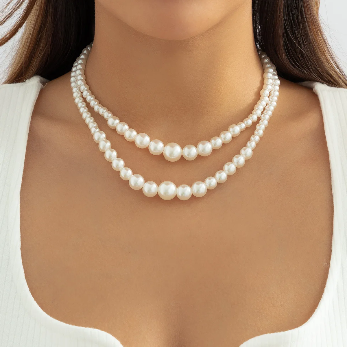 Boho Sweet Size Imitation Pearl Beaded Necklace Women\'s 2023 Multi-layer Bridal Collar Necklaces Girls Charm Fashion Jewelry