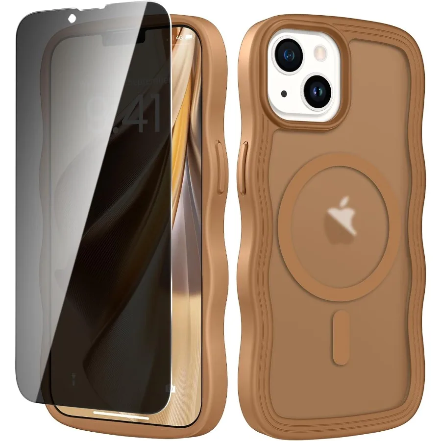 حافظة هاتف شفافة غير لامعة لهاتف iPhone 13/14 مع واقي شاشة مدمج وتوافق MagSafe: متين مقاوم للصدمات ومضاد