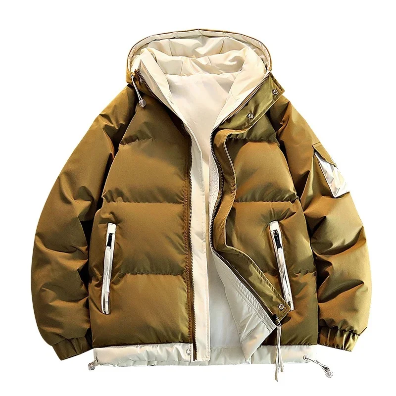 2026 Winter-Spring Korean Style Fashion Casual Loose Thick Coat for Men Comfortable Down Jacket with Zipper Thick and Warm Coat