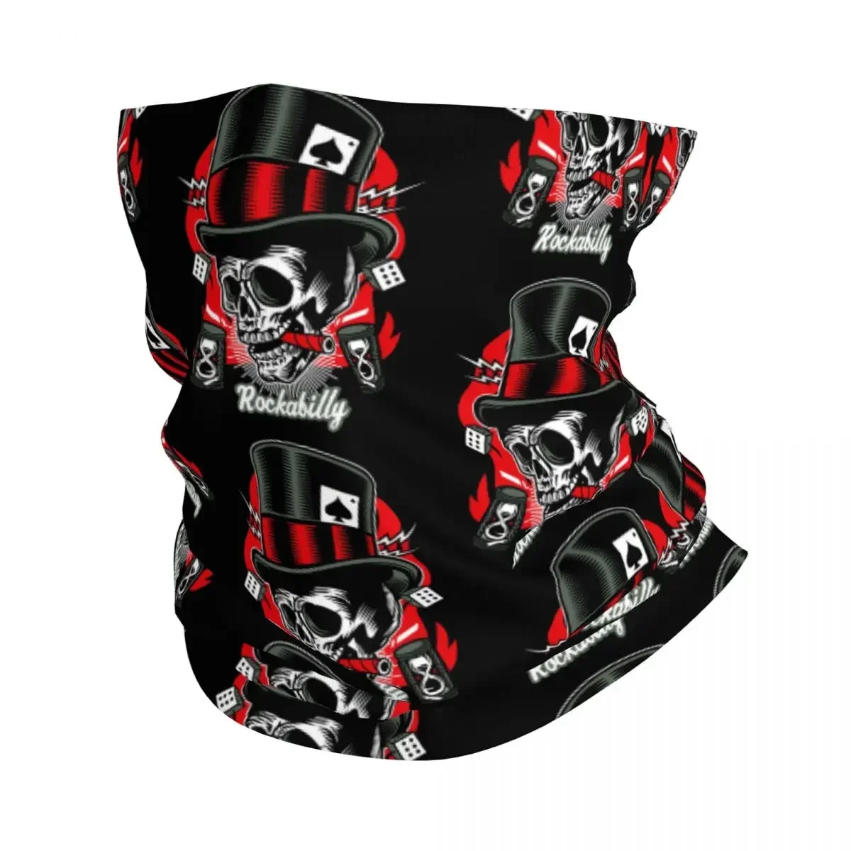 Rock Skull Retro Rock And Roll Bikers Winter Headband Neck Warmer Hiking Running Tube Scarf Face Bandana Gaiter