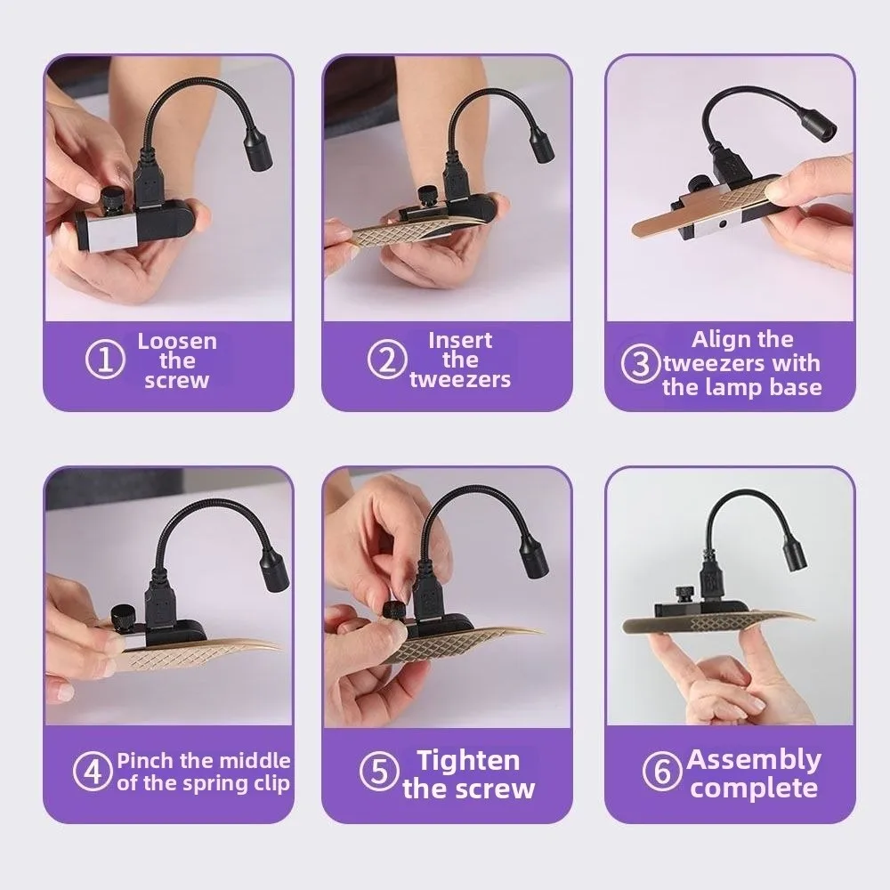 Portable UV Light for Lash Extensions Handheld Mini Eyelash Extension Tweezers Fast Curing No Heat Gooseneck UV LED Light view 6