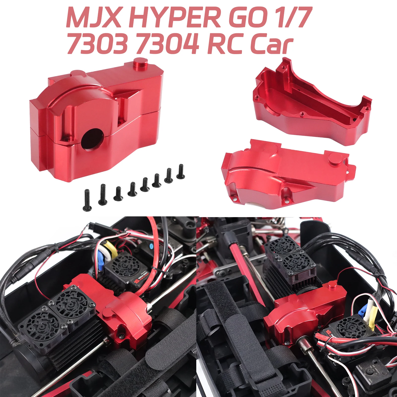 Aluminum Alloy Motor Gearbox Cover for MJX HYPER GO 1/7 7303 7304 RC Cars, Metal Upgrade and Modification Parts