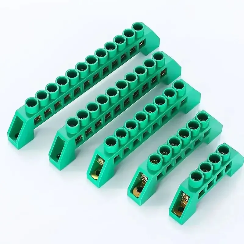 1Pcs Green Blue Screw Brass Din Rail  Terminal Block Earth and Neutral Blocks 4Pin 6Pin 8Pin 10PIN 12PIN