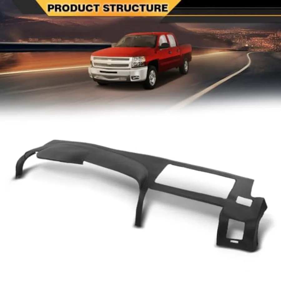 لوحة القيادة ذات غطاء القيادة المتوافقة مع Chevy Silverado GMC Sierra 20072013 Fit Dual Glovebox Style Dashes باللون الأسود فقط للمركبة