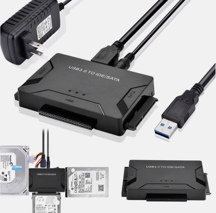 

Считыватель жестких дисков Адаптер USB 3.0 и типа C к SATA IDE, универсальный преобразователь жесткого диска/SSD 2,5/3,5 дюйма, функция резервного копирования одним касанием, в комплект входит
