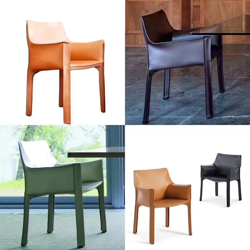 for Cassina Cab 413 Replica Simple Retro Dining Chair Light Luxury Saddle Leather Home Chair