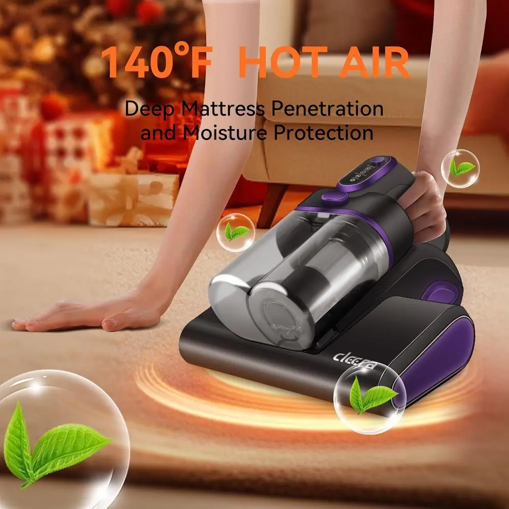 Corded 600W Mattress & Sofa Cleaner with 16KPa Suction, UV-C Light, 140°F Heat, and HEPA Filter for Pet Hair Removal