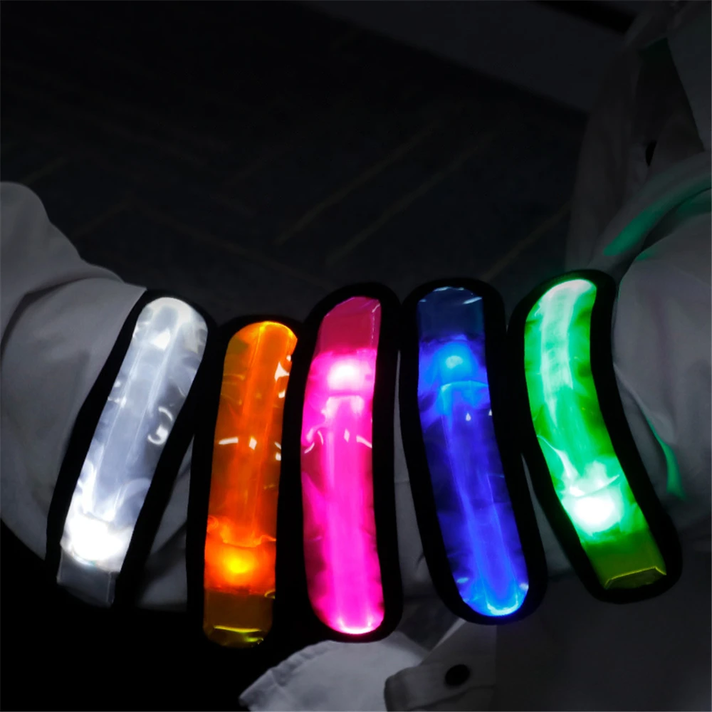 LED Luminous Night Running Armband Bike Light Safety Warning Outdoor Sports Reflective Belt Strap Snap Flash Arm Band Bracelet