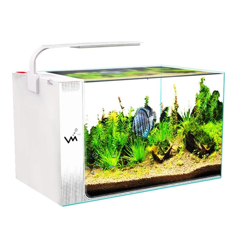 

Glass Landscaping Small Fish Tank Living Room Home Ecological Aquarium Side Filter Lazy Self-Circulation Change Water Fish Tank