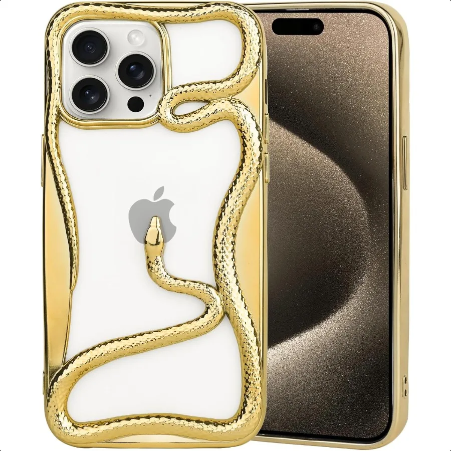 

Cool 3D Snake Cases for iPhone 15 Pro Max 14 Pro Max Creative Hollow Dissipate Heat Design Soft Electroplated Shockproof Cover