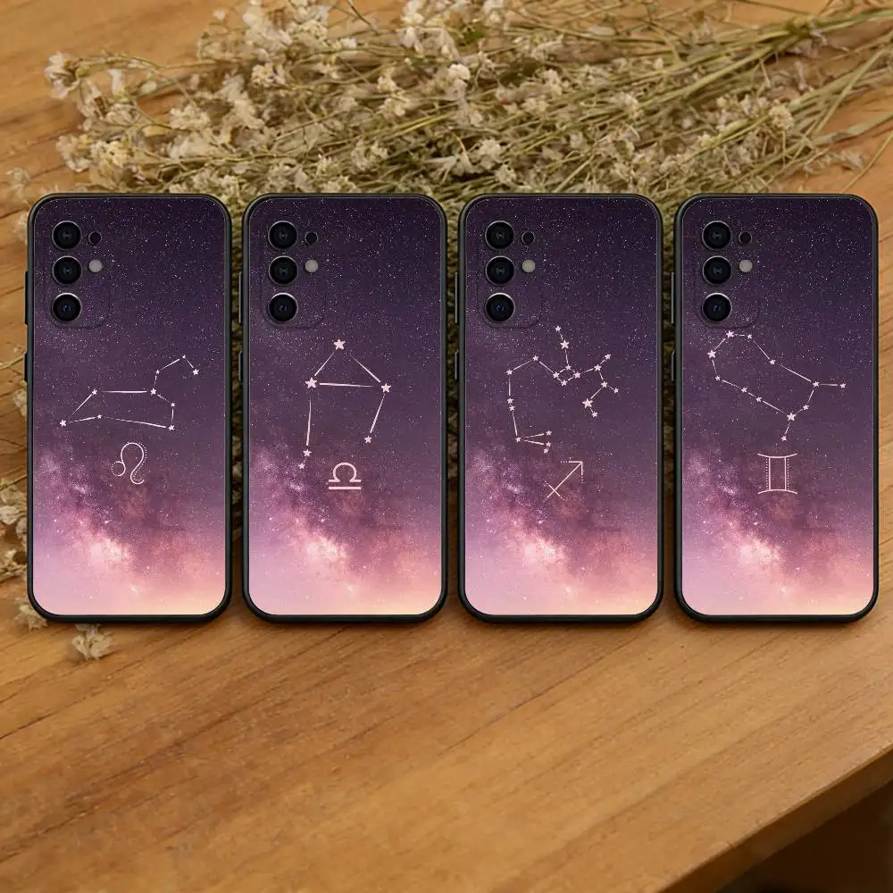 twelve Constellation Phone Case For Samsung S25,S24,S21,S22,S23,S30,Ultra,S20,Plus,Fe,Lite,Note,10,Black Cover