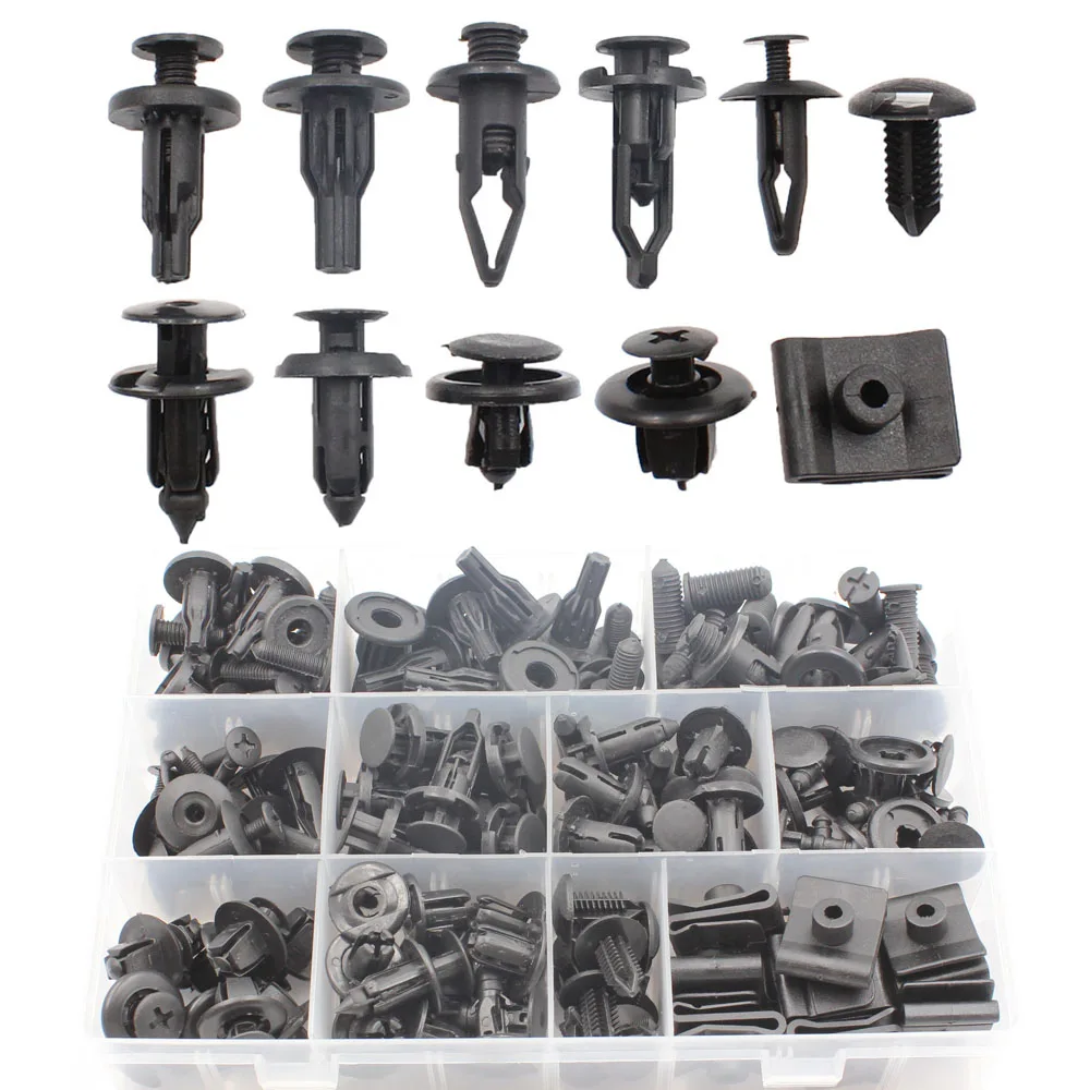 

Universal Plastic Rivet Bumper Body Trim Panel Fastener Screw Push Pin Clips Nut Set for Toyota Nissan Suzuki Honda
