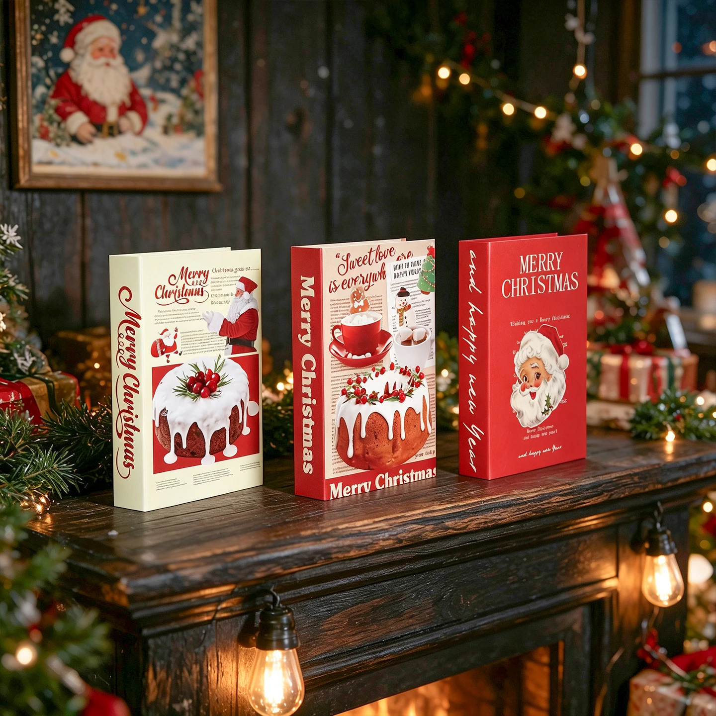 3/6/12Pcs Foldable Christma Fashion Fake Books Decoration Luxury Coffee Table Ornaments Christmas Celebration Accessories