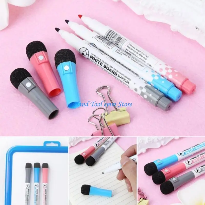 H37F 4Pcs Markers With Built In Erasers 1.0-2.0MM Line Wide Whiteboard Markers For Whiteboards Presentation