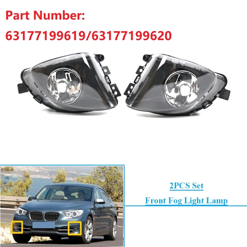 Right Front Bumper Fog Lamp With Halogen Bulb 63177199620 For BMW 5 Series F07 GT 535I 550I 2010-2017 DRL Driving Light Parts