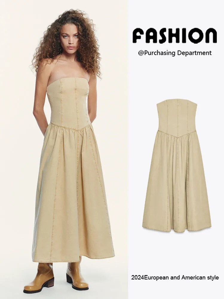 

New Summer 2025 Women's Faionable Waed Strapl Straight Cut oulder Bared Dr Elegance Ethnic Stage Costume