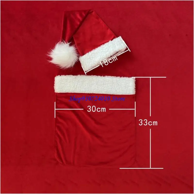 قبعات سانتا وأزياء الجيب 77HD للأطفال الأولاد والبنات من عمر 0 إلى 4 أسابيع للتصوير الفوتوغرافي للعطلات #6