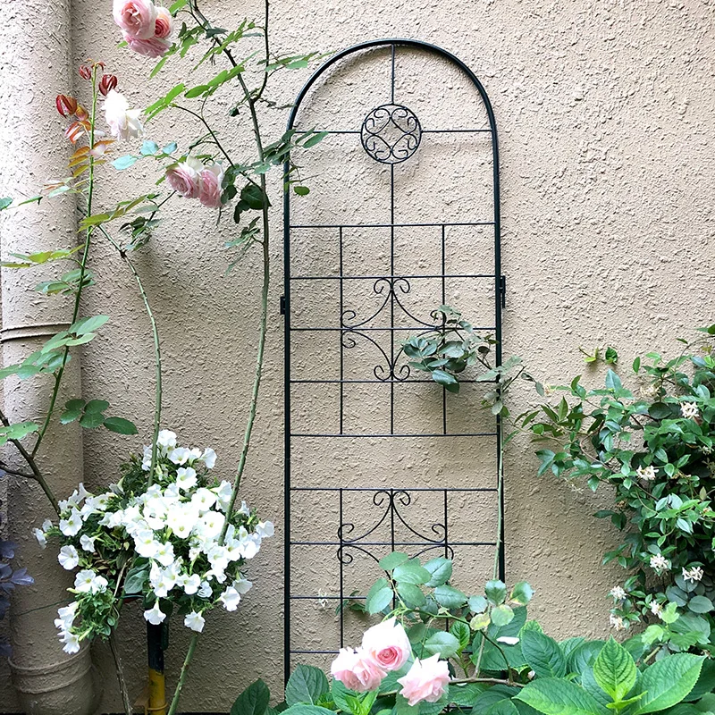 Courtyard Garden Clematis Ouyue Wrought Iron Climbing Vine Frame Flower Screen Curtain Flower Fence 2 pieces Free shipping