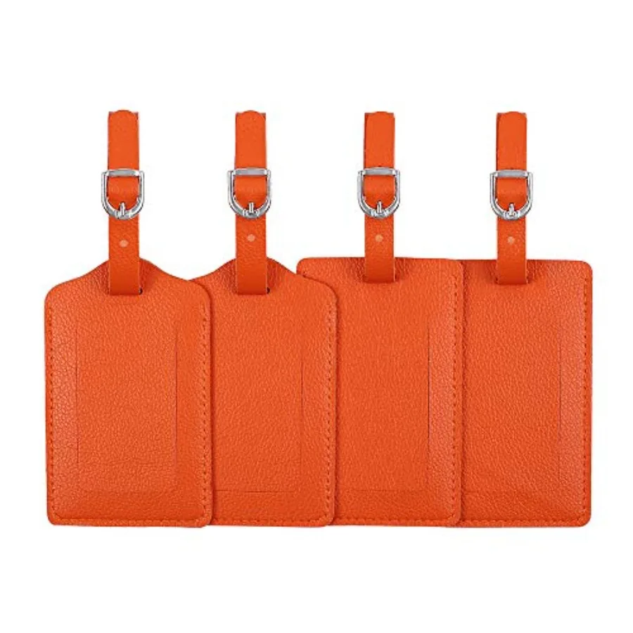

Leather Personalized Suitcase Tag Set Luggage Id Tags Labels Travel Accessories - Set of 4