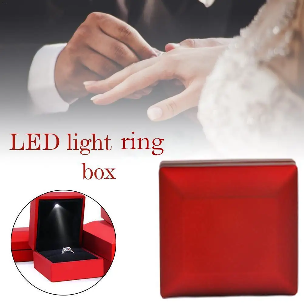 LED Lighted Gift Box Engagement Box Jewelry Box for Ring Earring Necklace Case LED Wedding Rings Box with Backlight