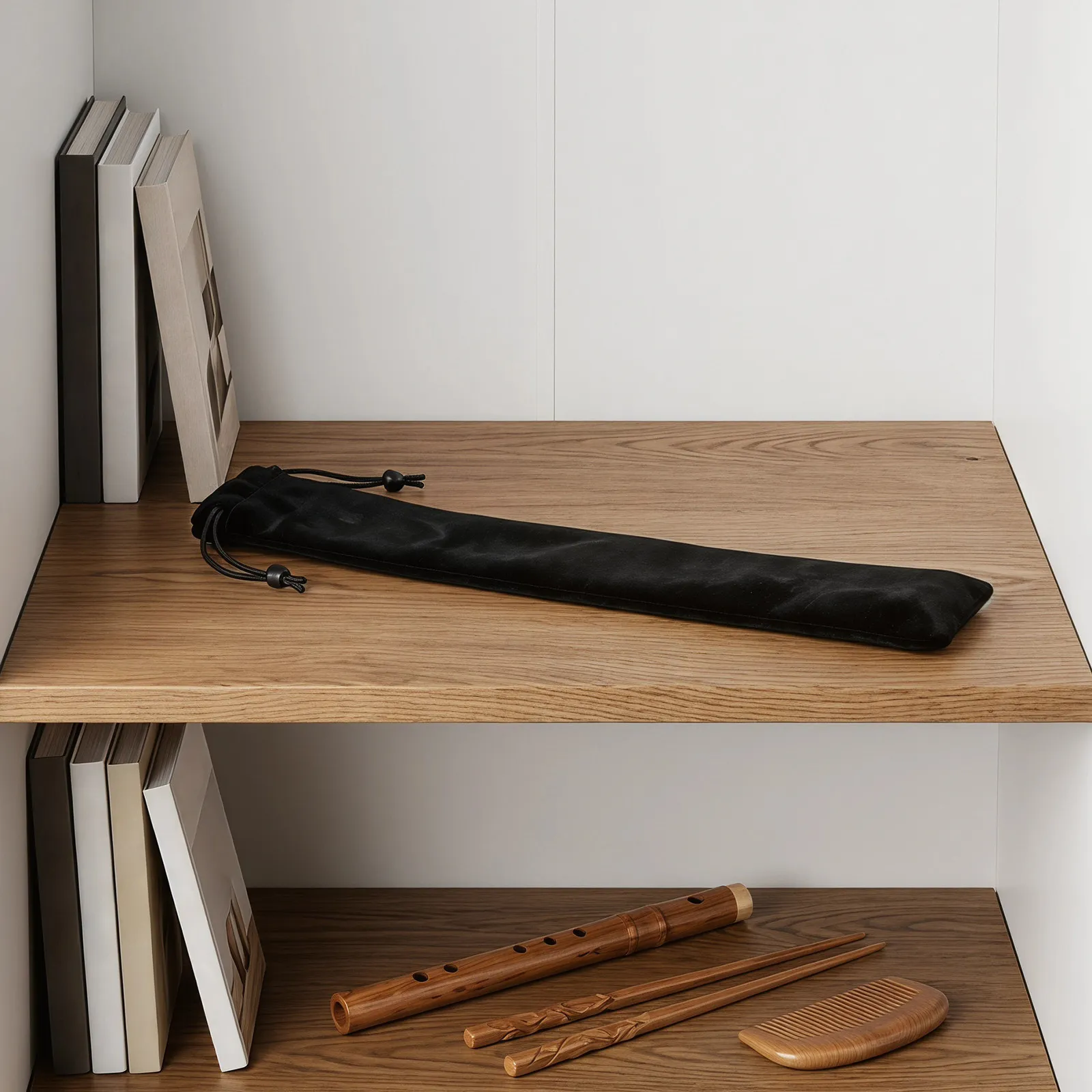 Vertical Flute Bag 10 Inch Soft Lining Drawstring Portable Recorder Storage Pouch Musical Instrument Protector