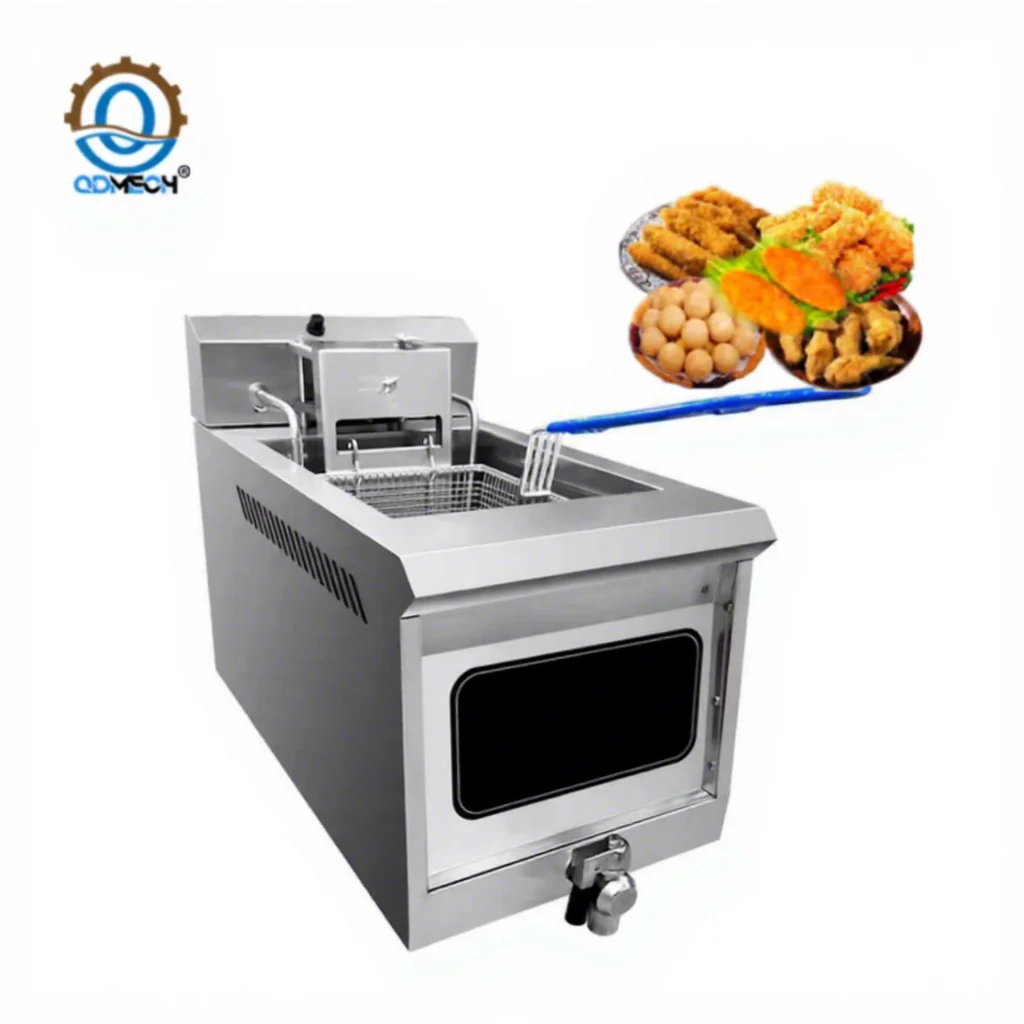 HN QDMECH High-Performance Commercial Countertop Automatic Lift-Type Deep Fryer Fast Food Store Fryer with Oil Drain Valve