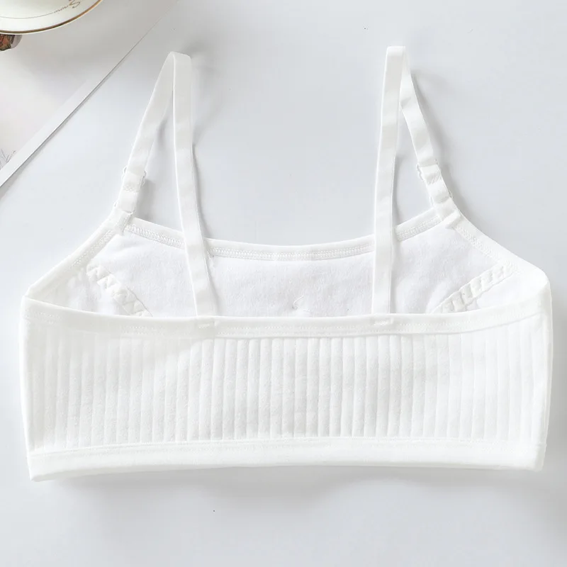 Student Kids Bra Primary School Girl Full Cup Seamless Underwear Solid Cotton Tank Tops Wide Shoulder Strap Sport Lingerie 7-12Y