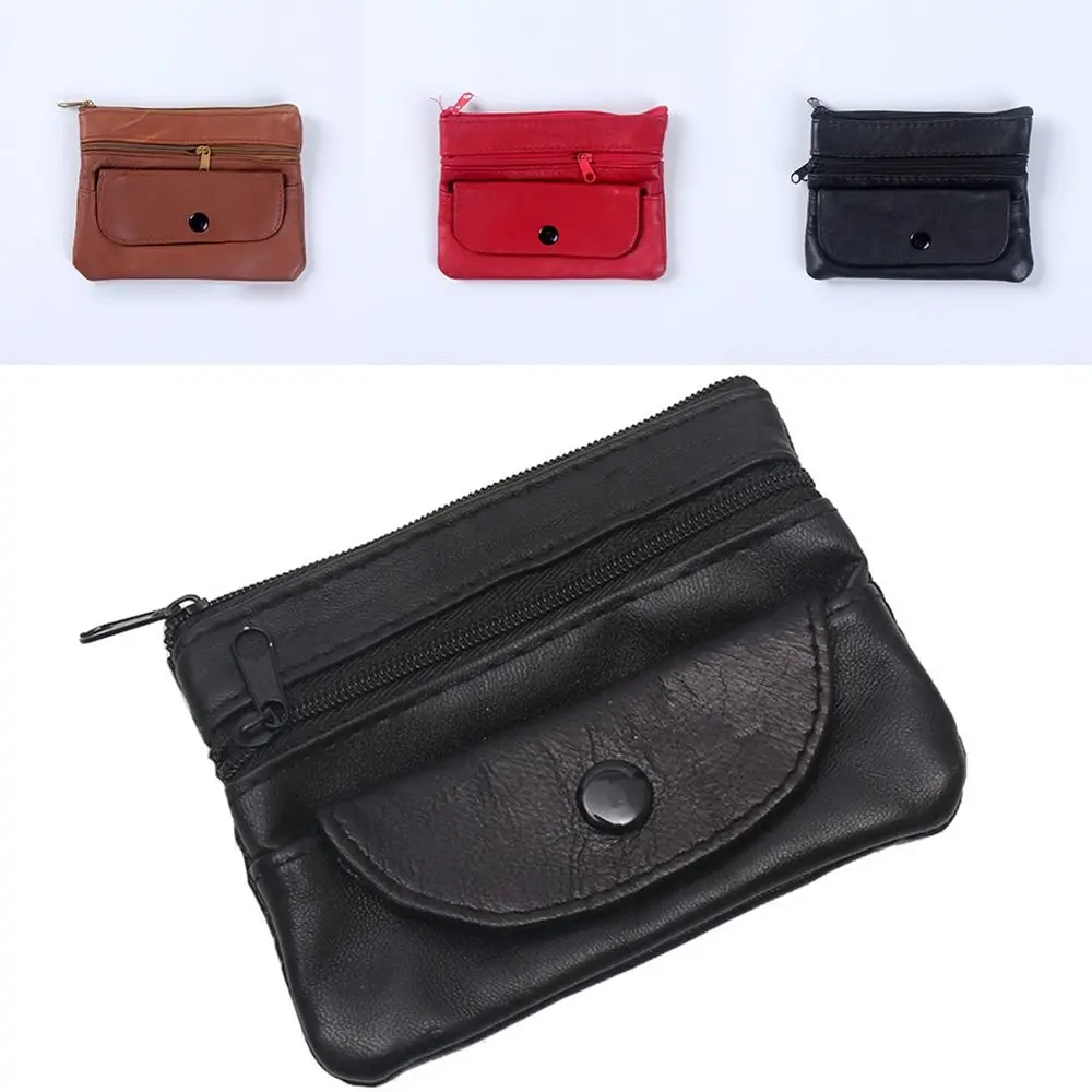 

Fashion PU Leather Genuine Leather Wallets Multi-card Slot Zipper Card Holder Large-capacity Coin Purse