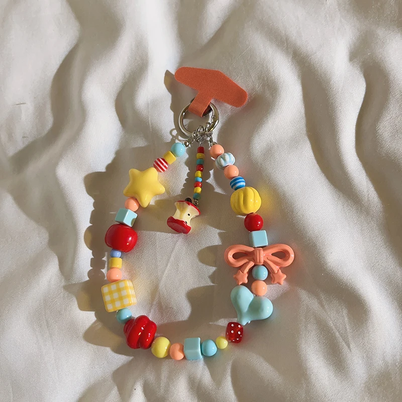 Dopamine Apple Core Charm - INS Colorful Beaded Bracelet, Cute Phone Case Lanyard, Wristband for CCD, Adorable Accessory