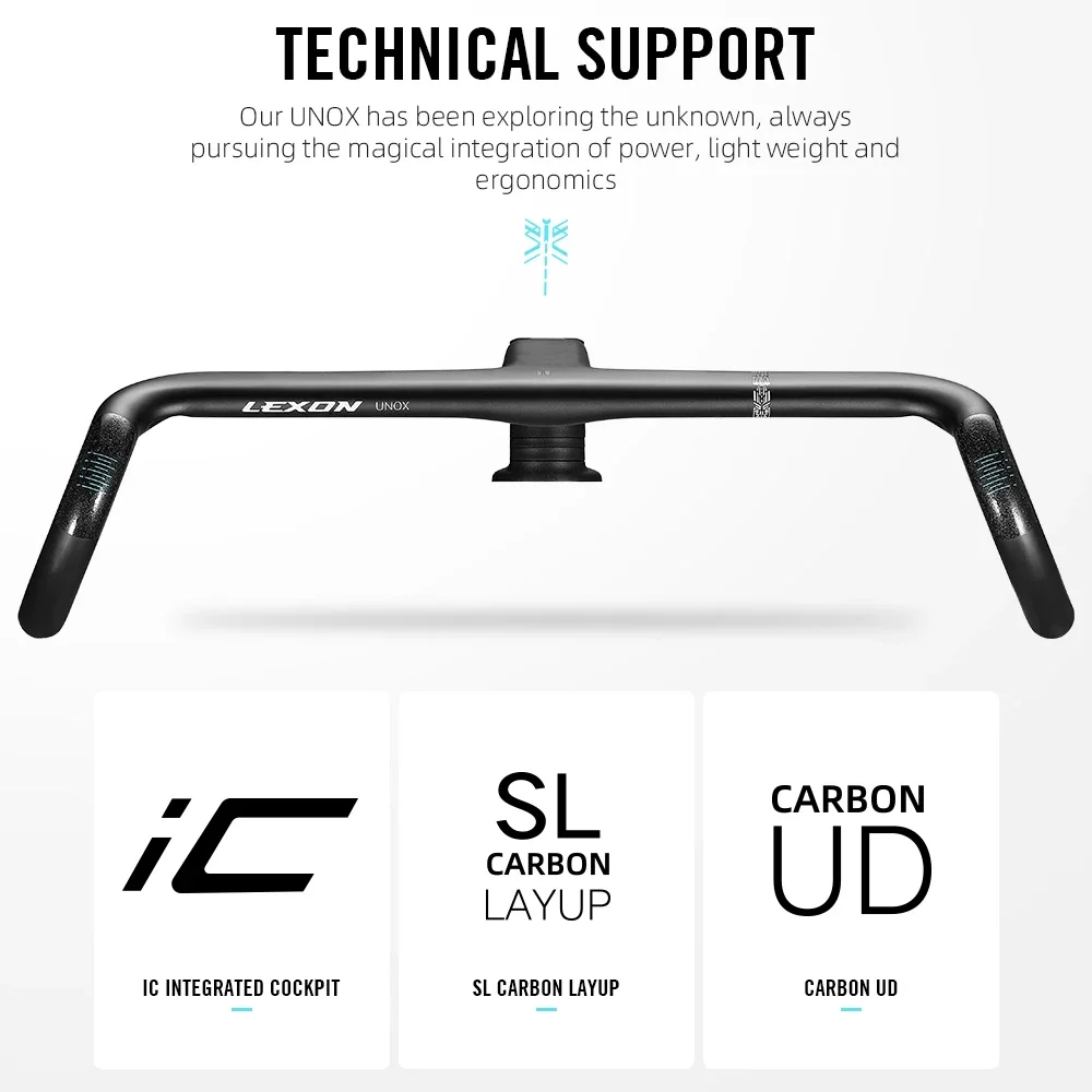 2025 الحصى المقود ألياف الكربون UNOX الطريق الدراجة Exotropism المقود 28.6 مللي متر المتكاملة دراجة عازمة بار أجزاء الدراجة