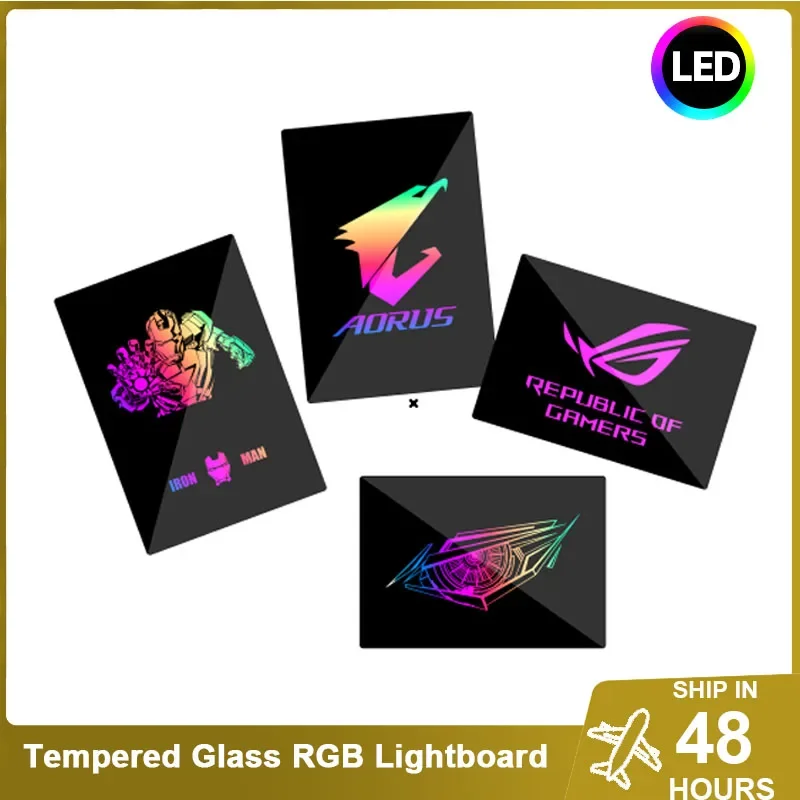 ARGB SSD Lighting Panel,Custom 5V/12V RGB Nameplate ROG Backplate,Tempered Glass Gamer Cabinet Decorative Lightboard AURA SYNC