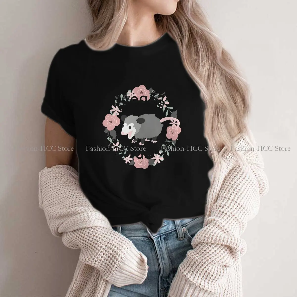 

Introvert Says Please Go Away Harajuku Polyester TShirt Cute Opossum Style Tops Casual T Shirt Women Tee