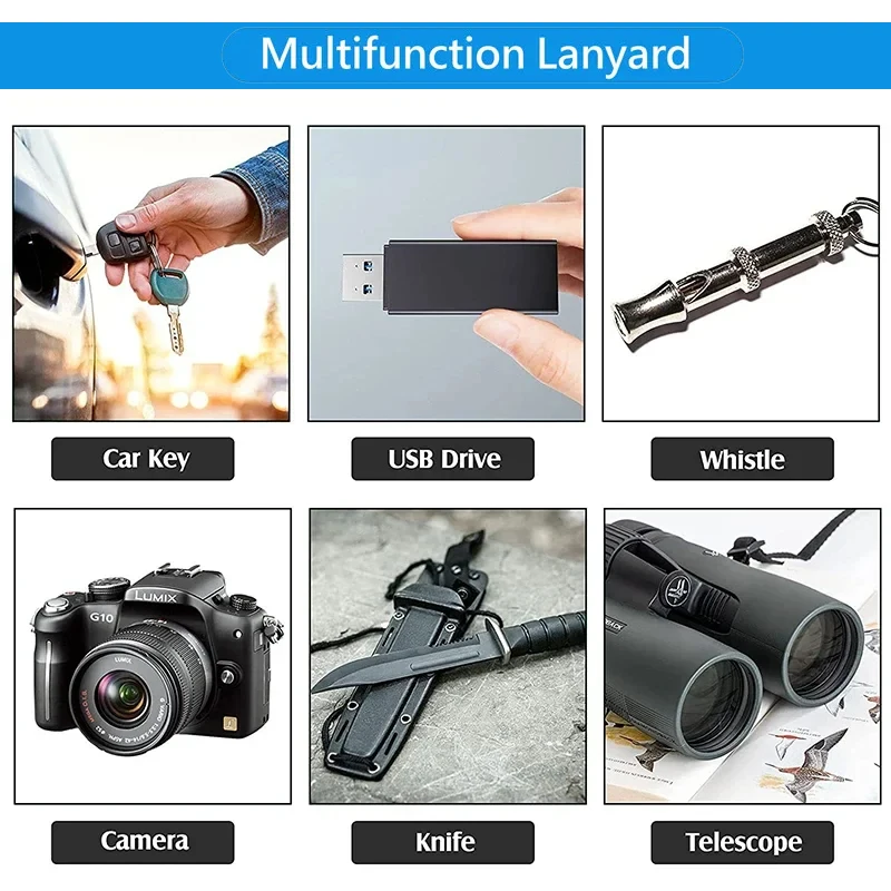 Outdoor Paracord Rope Keychain EDC Survival Cord Lanyard for Camera Telescope Phone Military Emergency Strap for Hiking Camping