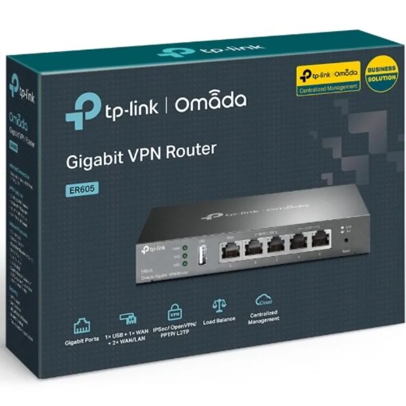 Tp-link Er605 Wired Router 5 Ports Omada Gigabit Multi-wan Port Vpn Enterprise Level Tl-r605