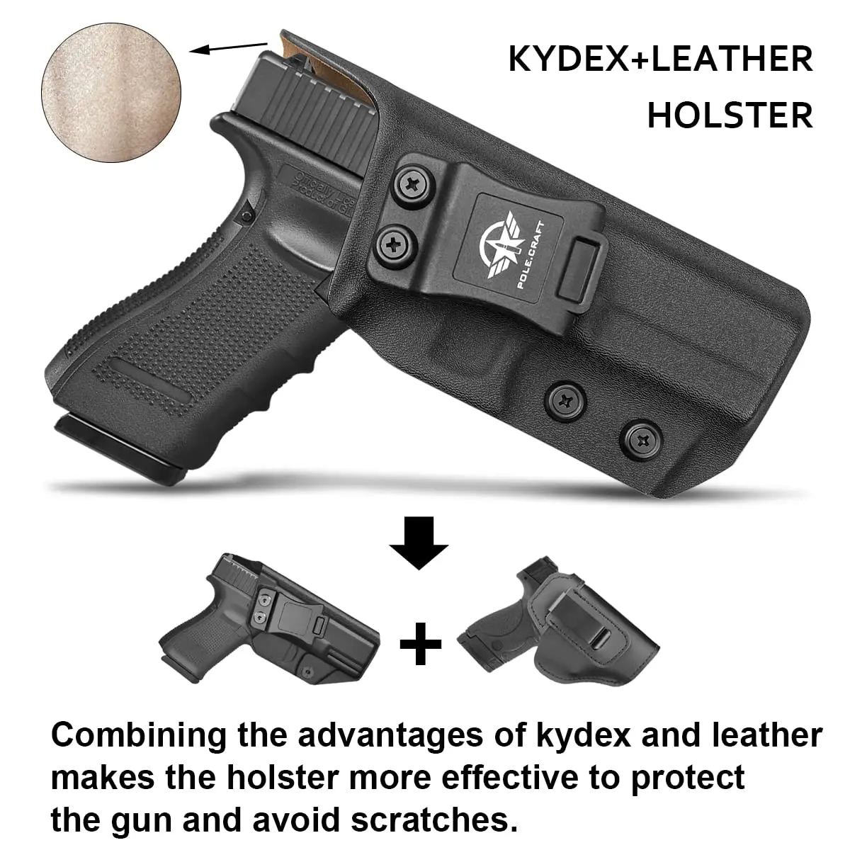 Glock 17 Holster, Carbon Fiber Kydex Holster IWB for Glock17 / Glock 22 / Glock 31 (Gen 3 4 5) Pistol - Inside Concealed Carry