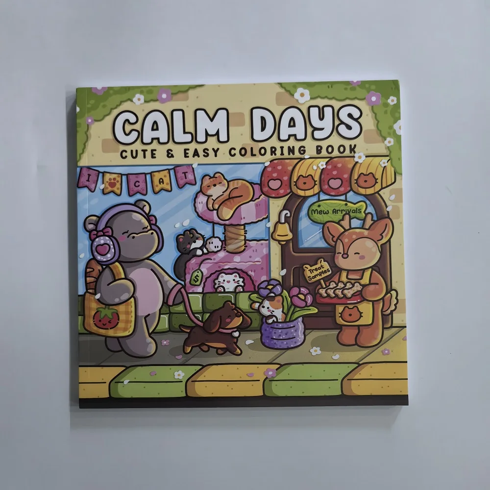 Calm Days Stress Relief Coloring Book Cute Animal Drawing Book Perfect Gift for Party and Birthday Christmas