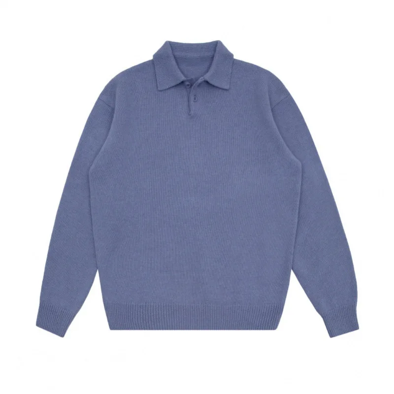 New Style Men\'s Sweater for Autumn and Winter, Korean Style Trendy Turn-down Collar, Loose and Lazy Polo Collar Knitted Shirt