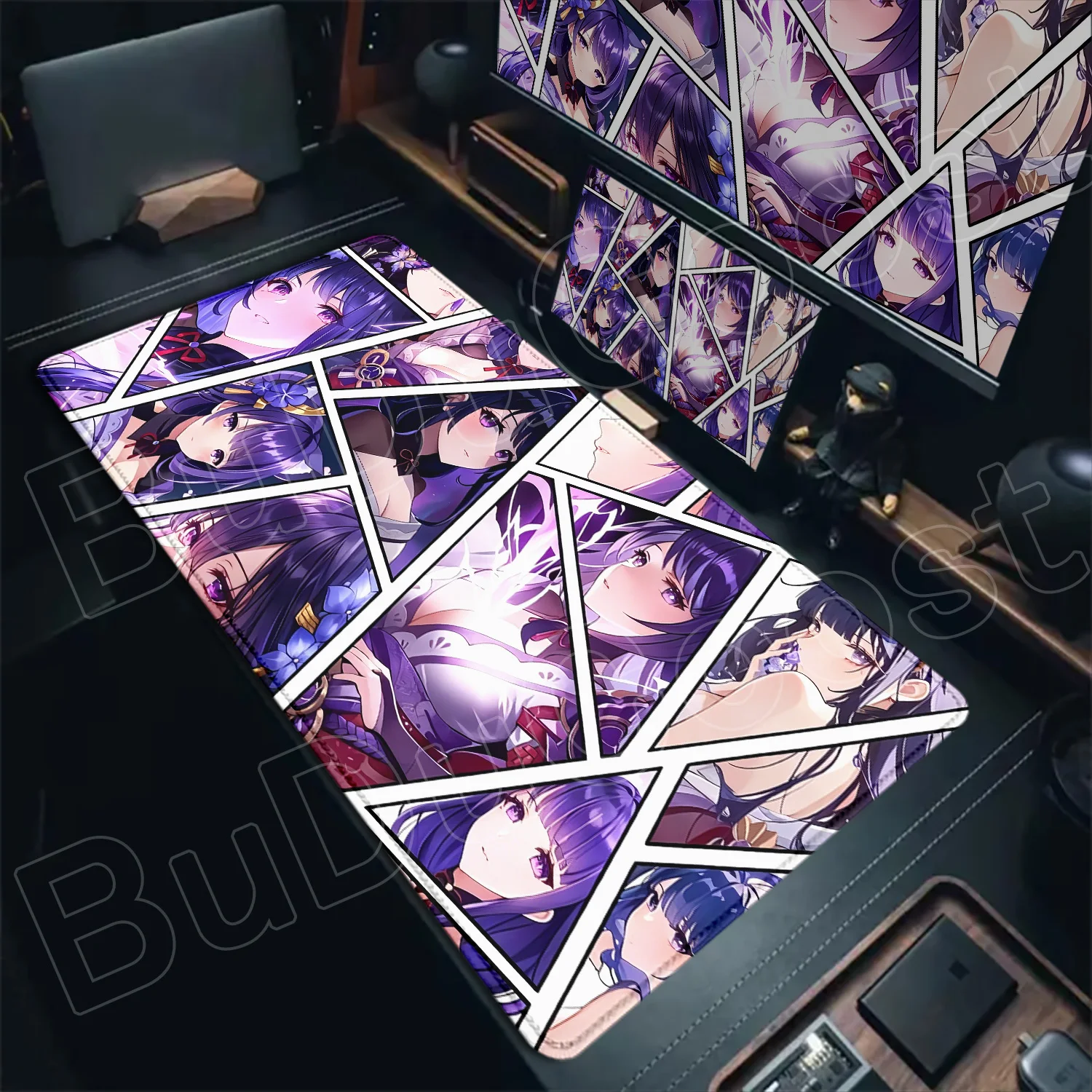 

Non-slip Rubber Locking Edge Game Mousepad 900x400mm Genshin Raiden Shogun Laptop XXL Large Keyboard Beautiful HD Gamer MousePad