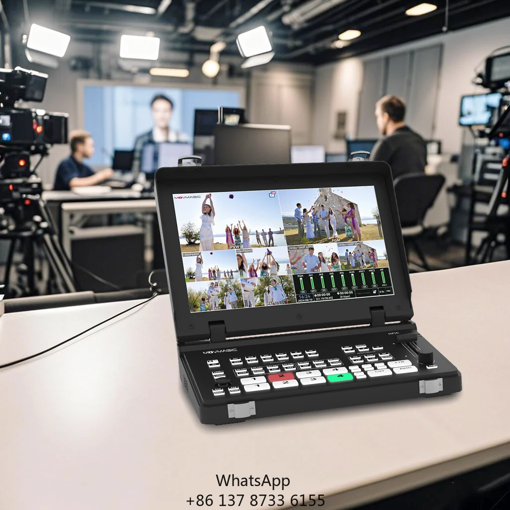 Movmagic 5-Channel Flip-Style Live Video Mixer Switcher HD/SDI Inputs Metal Construction Integrated Video Recording Playback PTZ