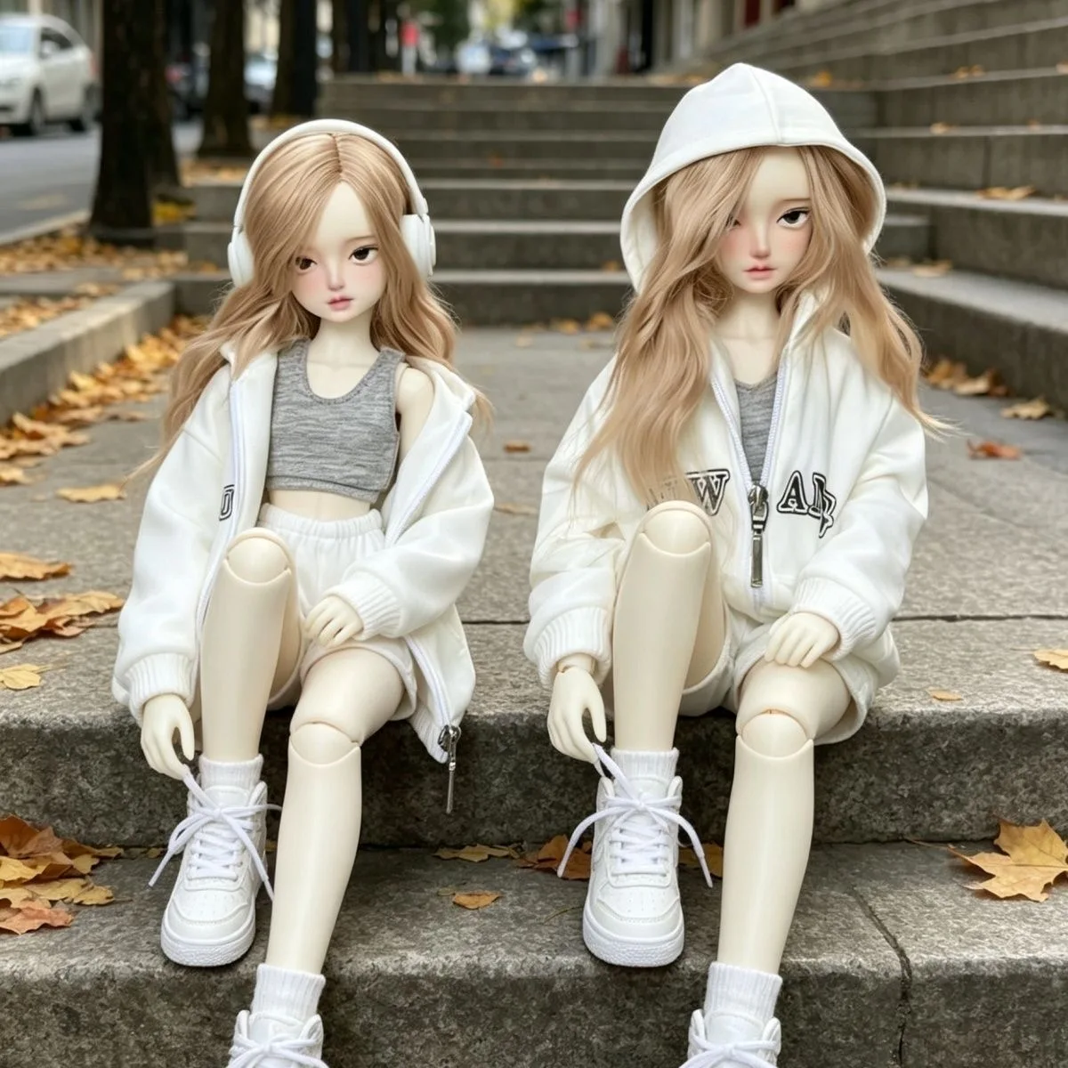 

（customization 30day）BJD doll clothes suitable for 1/4 1/6 size hooded sweatshirt pants clothing set doll accessories (3 points)