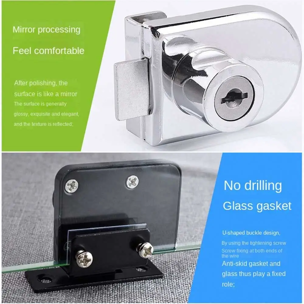 Durable Hasp Zinc Alloy Cabinet Door Locks Mall Display Glass Cabinet Lock Window Lock