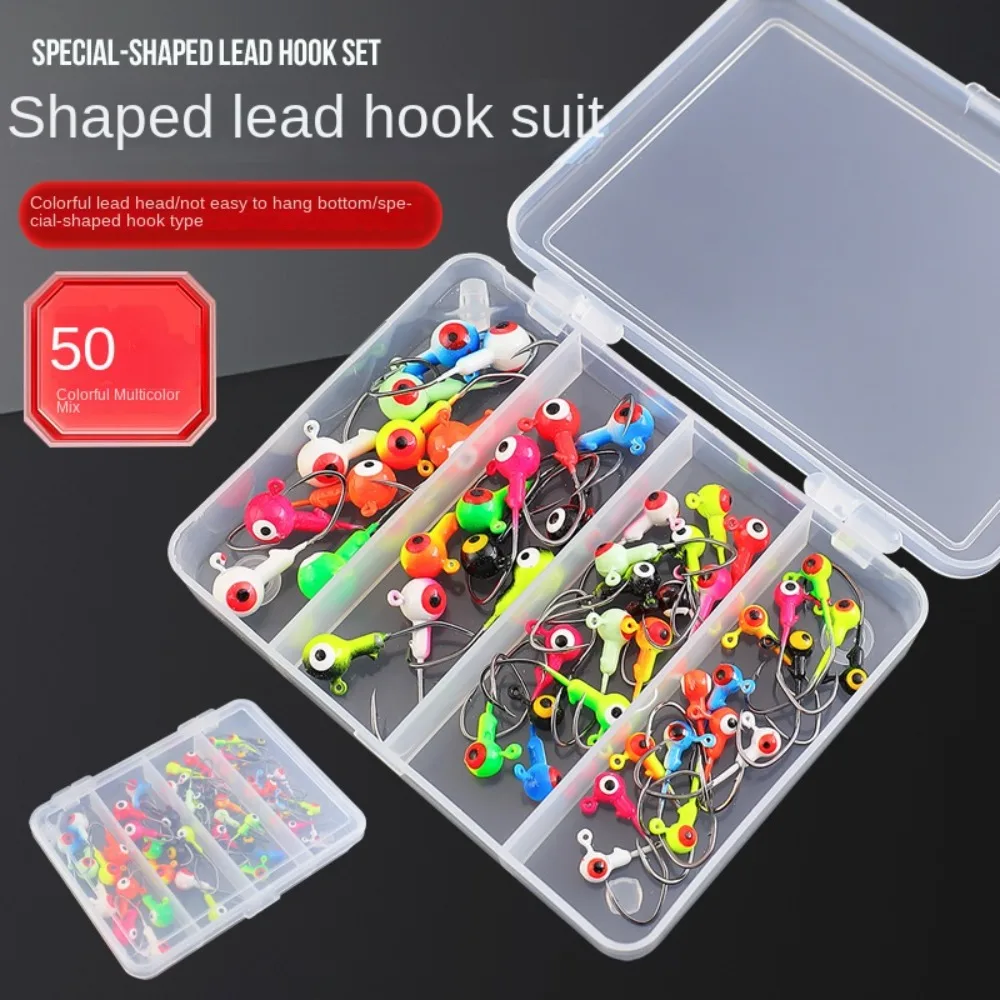 51pcs Anti Hanging Sharp Fishing Jig Hooks Refuse Run Fish Lock Lure Soft Bait Fishing Jig Head Hook